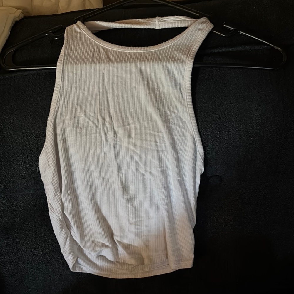 White Sleeveless Ribbed Top